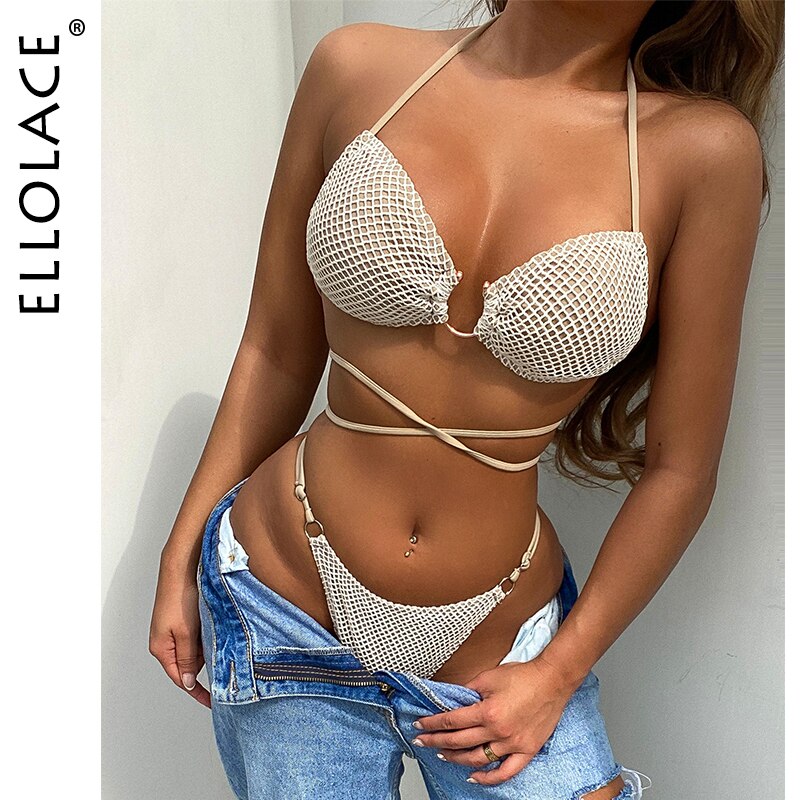 Ellolace-maillot-de-bain-rotique-col-licou-Micro-Bikini-l-gant-en-filet-de-p-che