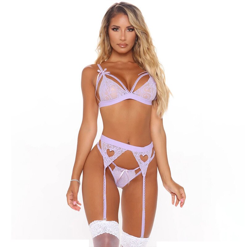 Ellolace-ensemble-de-sous-v-tements-Sexy-pour-femmes-soutien-gorge-sans-fil-jarretelles-string-Lingerie