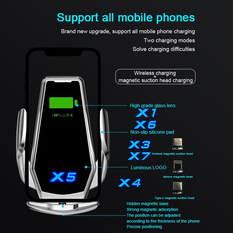 Support-de-t-l-phone-de-voiture-Induction-intelligente-lumi-re-lumineuse-avec-LOGO-personnalis-accessoires