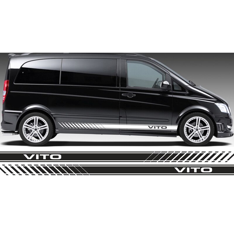 Autocollants-Graphiques-en-Vinyle-pour-Voiture-pour-Mercedes-Vito-Racing-Logo-Rayures-Lat-rales-Taille-38