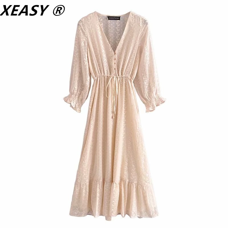 XEASY-robe-longue-d-contract-e-pour-femmes-tenue-de-soir-e-Vintage-col-en-v