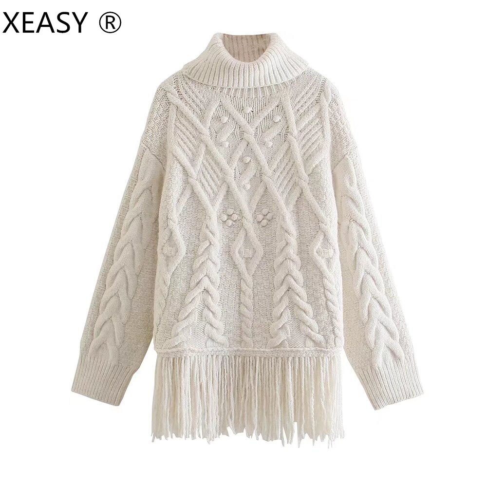 XEASY-pull-col-roul-et-manches-longues-pour-femme-chandail-Vintage-blanc-collection-hiver-2021