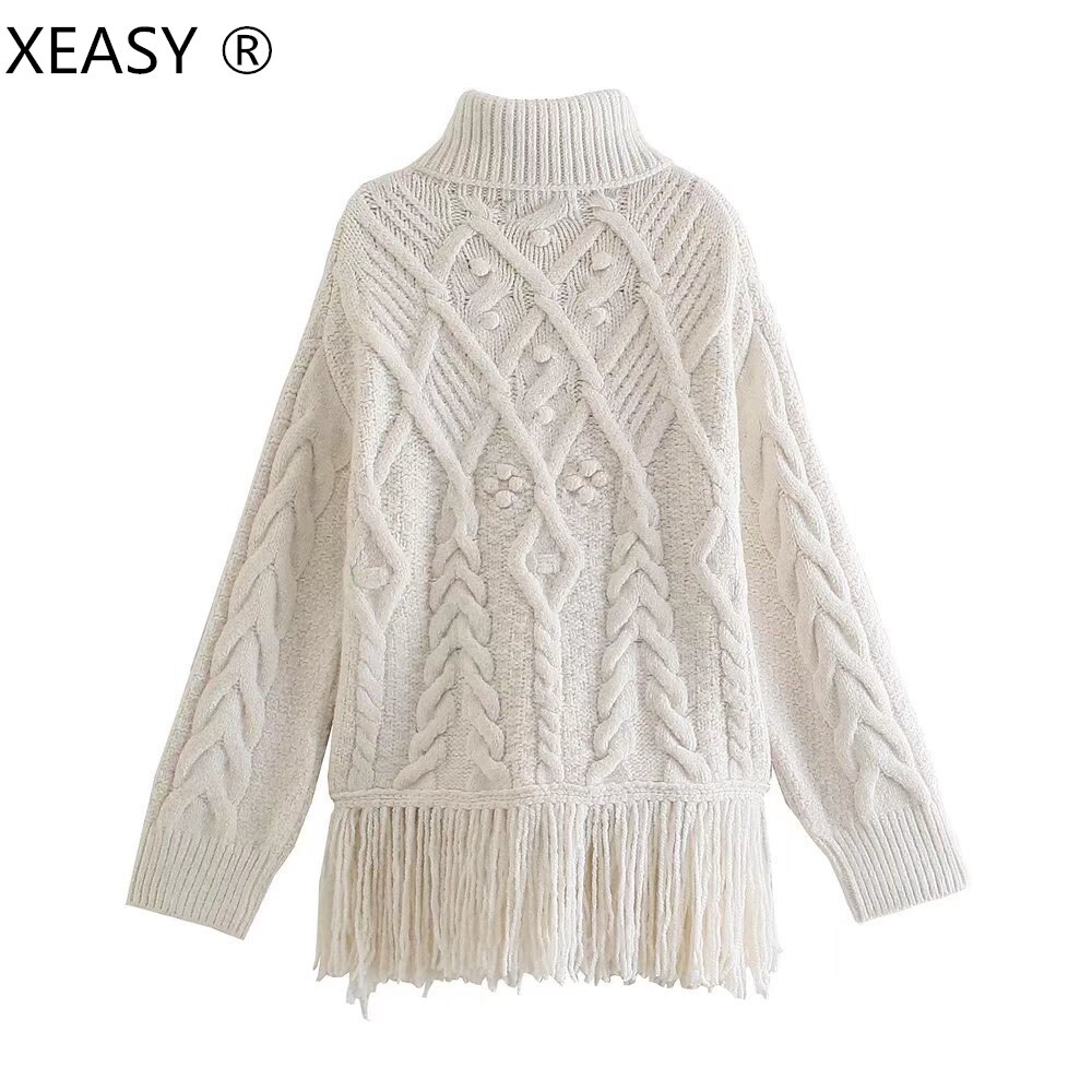 XEASY-pull-col-roul-et-manches-longues-pour-femme-chandail-Vintage-blanc-collection-hiver-2021