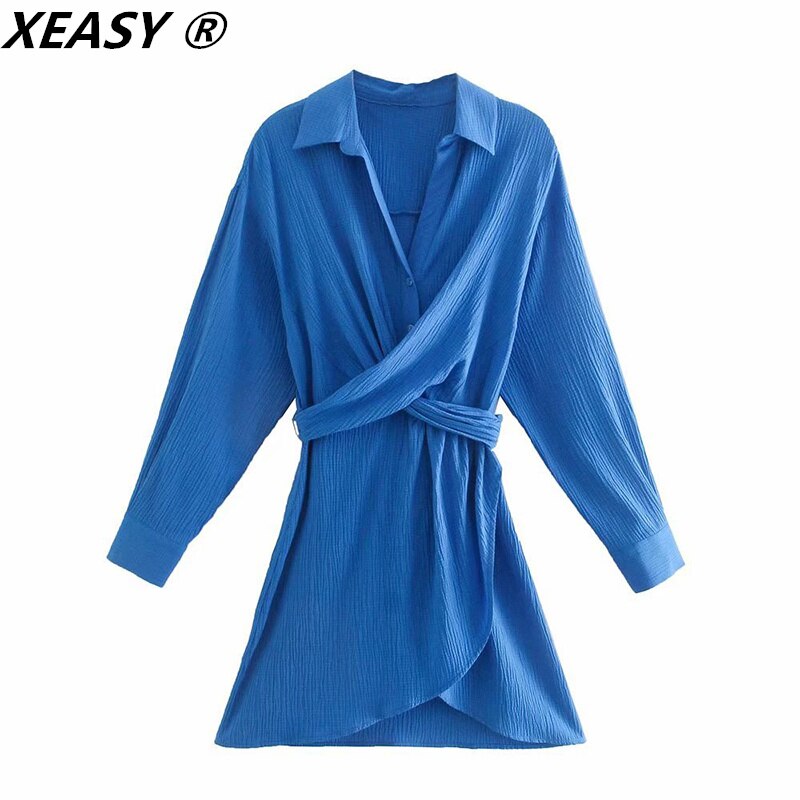 XEASY-robe-l-gante-bleue-manches-longues-pour-femmes-Vintage-chemise-d-contract-e-avec-ceinture