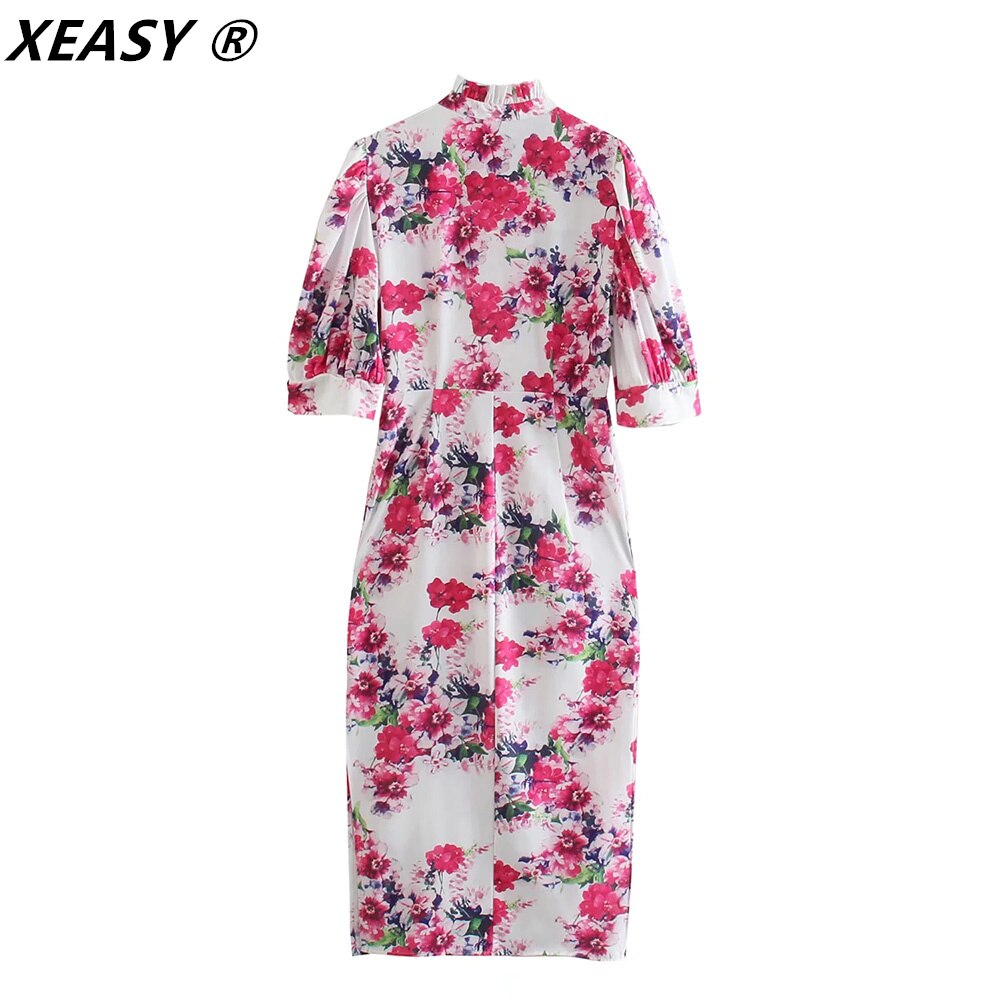 XEASY-robe-Vintage-manches-bouffantes-Sexy-Style-chinois-coupe-trap-ze-n-ud-moulante-imprim-e