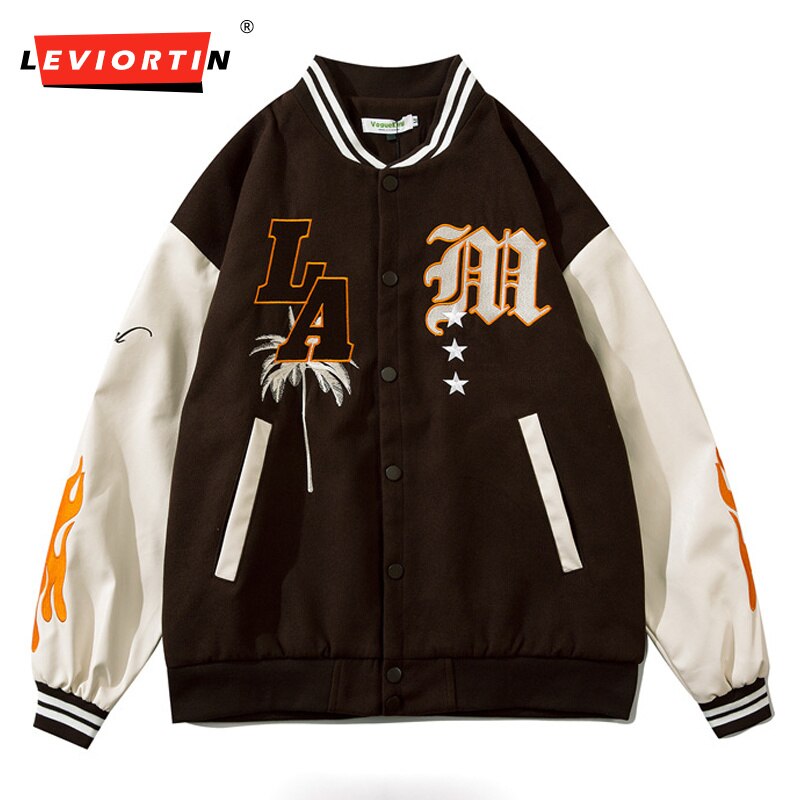 Veste-de-Baseball-Vintage-Unisexe-avec-Lettres-Brod-es-et-Patchwork-Blouson-de-l-quipe-Sportive