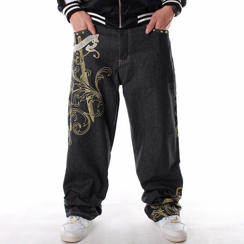 Jean-Baggy-en-Denim-pour-homme-pantalon-streetwear-ample-style-Hip-Hop-d-contract-avec-broderie