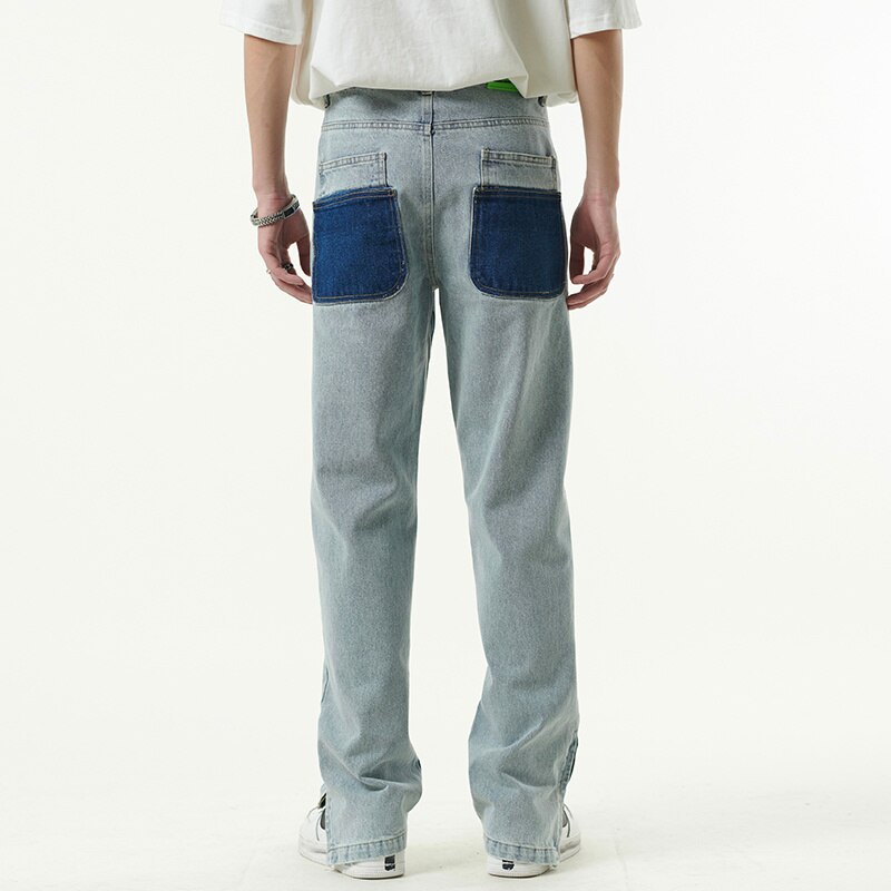 Jean-brod-papillon-et-serpent-pour-hommes-pantalon-droit-fermeture-clair-la-cheville-poches-r-tro