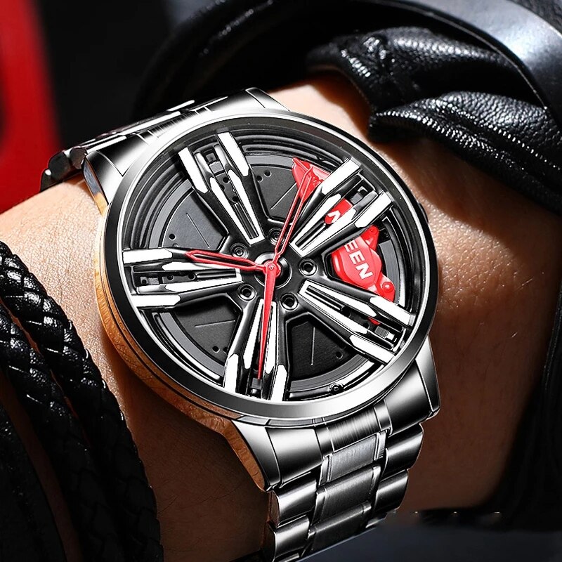 FNGEEN-montre-de-course-pour-hommes-Design-personnalis-Super-voiture-jante-acier-inoxydable-noir-r-tro