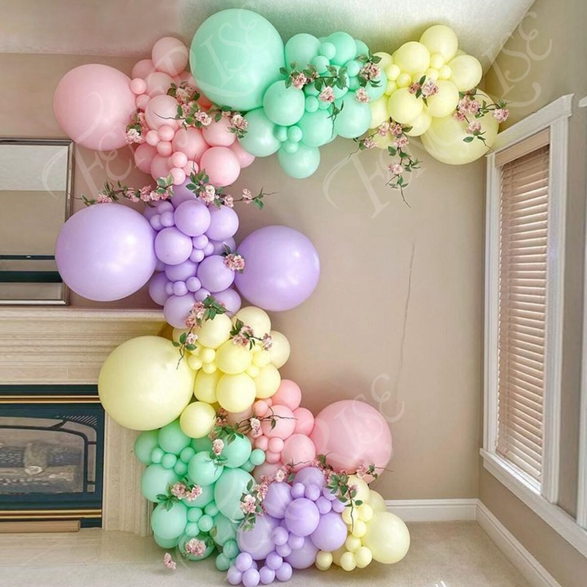 Guirlande-en-arc-de-couleur-Pastel-rose-Macaron-cha-ne-de-ballons-arc-en-ciel-mat