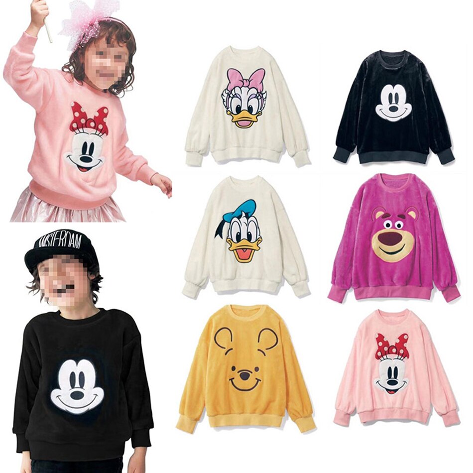 Sweat-shirt-Mickey-Mouse-pour-enfants-pull-en-polaire-manches-longues-v-tements-avec-bandeau-automne