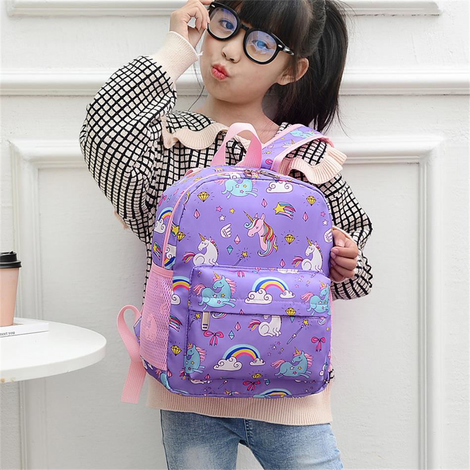 Sac-dos-d-cole-primaire-pour-filles-joli-sac-dos-Double-paule-motif-licorne-motif-Floral