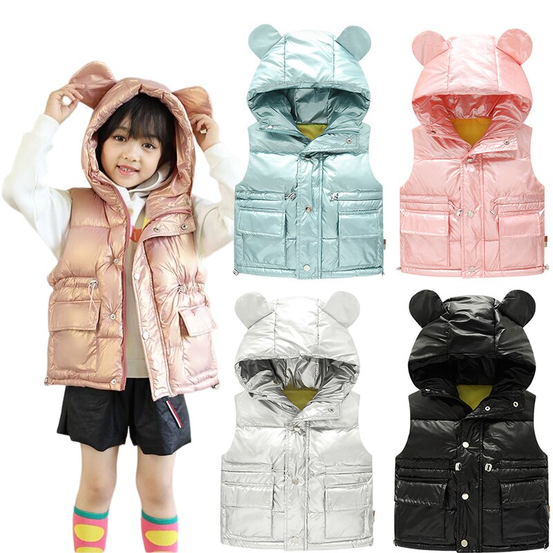 Gilet-d-hiver-en-coton-argent-brillant-pour-enfants-v-tement-chaud-et-pais-sans-manches