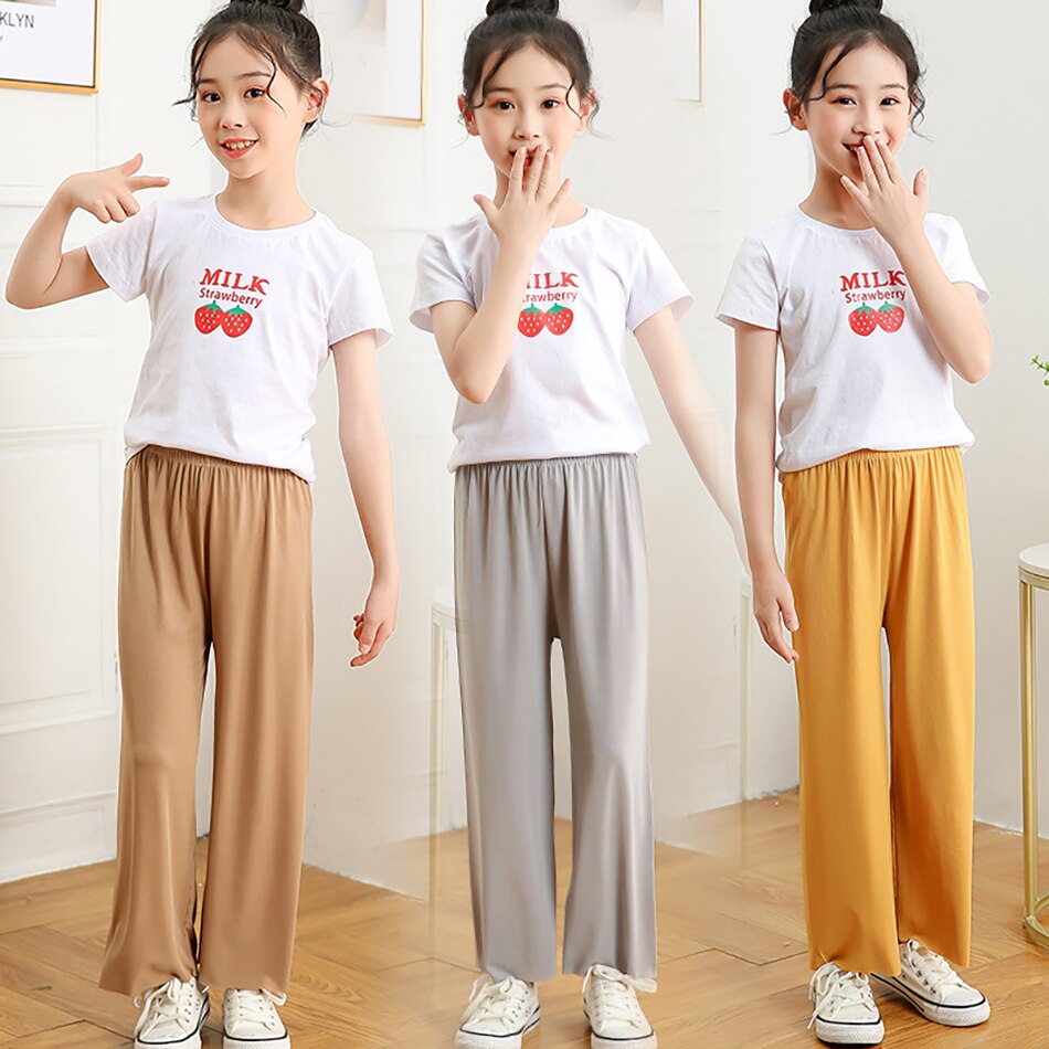 Pantalons-pour-enfants-nouvelle-mode-pantalons-jambes-larges-d-contract-s-pour-adolescentes-dentelle-soie-glac