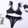 Ensemble-de-Lingerie-trois-pi-ces-Sexy-soutien-gorge-Push-Up-en-forme-de-plume-noir