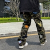 Jeans-de-Camouflage-pour-hommes-pantalon-Cargo-droit-et-d-contract-avec-Patch-brod-Streetwear-marque