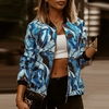 Blouson-Imprim-Floral-Manches-Longues-pour-Femme-l-gant-Slim-et-Basique-avec-Fermeture-clair-de