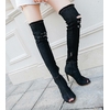 Bottes-en-jean-talons-hauts-et-bout-ouvert-pour-femme-bottes-serr-es-au-dessus-du