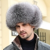 ZDFURS-Winter-Men-s-100-Real-Silver-Fox-Fur-Bomber-Hat-Raccoon-Fur-Ushanka-Cap-Trapper