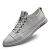 Baskets-classiques-blanches-pour-hommes-chaussures-d-contract-es-lacets-en-cuir-v-ritable-plates-mode