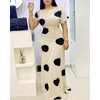 Robe-longue-imprim-e-pois-pour-femmes-manches-courtes-col-Slash-Slim-grande-taille-mode-l