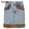 Darlingaga-Mini-jupe-en-Denim-imprim-l-opard-et-fausse-fourrure-pour-femmes-Streetwear-mode-Vintage