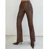 Pantalon-vas-en-cuir-PU-pour-femmes-d-contract-couleur-unie-fermeture-clair-noir-marron-nouvelle