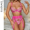 Ellolace-Lingerie-fantaisie-rose-brod-e-de-fleurs-Sexy-string-soutien-gorge-jarretelles-costume-3-pi