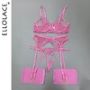 Ellolace-ensemble-de-quatre-pi-ces-Lingerie-sensuelle-f-erique-dentelle-transparente-sous-v-tements-d