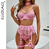 Ellolace-Lingerie-Sexy-rose-soutien-gorge-Transparent-jarretelles-volants-avec-bas-ensembles-exotiques-sensuels-sous-v