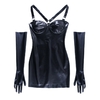 Robe-Spaghetti-en-cuir-pour-femmes-sans-manches-coupe-cintr-e-couleur-unie-Sexy-charpe-gants