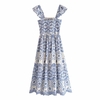 Robe-d-t-longue-bretelles-pour-femmes-bleu-broderie-florale-style-Boho-dos-nu-d-contract