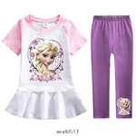 Robe-t-shirt-manches-courtes-pour-filles-Leggings-et-pantalons-la-mode-pour-enfants-v-tements