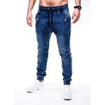 Jean-Vintage-froiss-pour-homme-couleur-unie-bleu-classique-Cargo-poches-fermeture-clair-style-Hip-hop