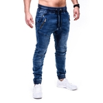 Jean-Vintage-froiss-pour-homme-couleur-unie-bleu-classique-Cargo-poches-fermeture-clair-style-Hip-hop