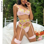 ECTOOKO-ensemble-de-Lingerie-Sexy-3-pi-ces-rose-avec-bas-motifs-floraux-brod-s-sous