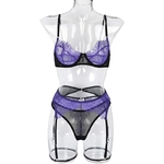 Yimunancy-ensemble-3-pi-ces-en-dentelle-soutien-gorge-et-culotte-violet-couleur-contrast-e-Lingerie