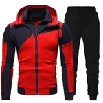 Ensemble-de-surv-tements-pour-hommes-sweat-capuche-manches-longues-fermeture-clair-pantalon-de-Jogging-Patchwork