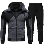 Ensemble-de-surv-tements-pour-hommes-sweat-capuche-manches-longues-fermeture-clair-pantalon-de-Jogging-Patchwork