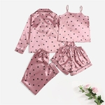 Pyjama-Sexy-en-Satin-pour-femmes-4-pi-ces-en-soie-bretelles-haut-short-Robe-ensemble