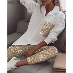 Ensemble-chemise-paillettes-manches-longues-pour-femmes-pantalon-paillettes-scintillantes