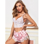 Ensemble-de-Lingerie-deux-pi-ces-Sexy-pour-femmes-tenue-de-nuit-en-dentelle-Short-ajour