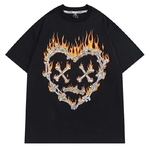 T-shirt-manches-courtes-pour-hommes-Streetwear-Hip-Hop-estival-et-ample-en-coton-avec-flamme