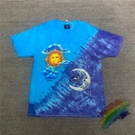 T-shirt-Tie-Dye-bleu-pour-homme-et-femme-de-bonne-qualit-Vintage-avec-impression-soleil