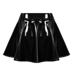 Jupe-pliss-e-en-cuir-et-Latex-pour-femmes-Mini-jupe-de-patineuse-taille-haute-ligne