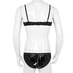 Sissy-ensemble-de-Lingerie-pour-homme-culotte-volants-bretelles-Spaghetti-soutien-gorge-avec-slip-sous-v