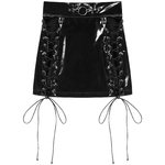 Mini-jupe-ajour-e-lacets-en-Latex-pour-femmes-tenue-de-soir-e-gothique-Clubwear-spectacle