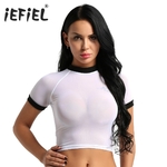 T-shirt-manches-courtes-pour-femme-haut-court-transparent-doux-extensible-transparent-Sexy-d-contract-soir