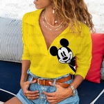 Polo-Y2k-col-en-v-avec-dessin-anim-Minnie-Mouse-pour-femme-haut-Sexy-la-mode