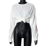 Sweat-shirt-blanc-manches-tombantes-et-col-rond-pour-femme-haut-imprim-Y2k-Streetwear-esth-tique